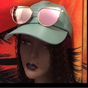 Faux Leather Ponytail Hat. OS Fits All. Green Only. Other SOLD OUT